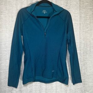 Patagonia Teal Long Sleeve 1/4 Zip Performance Pullover Top Size M